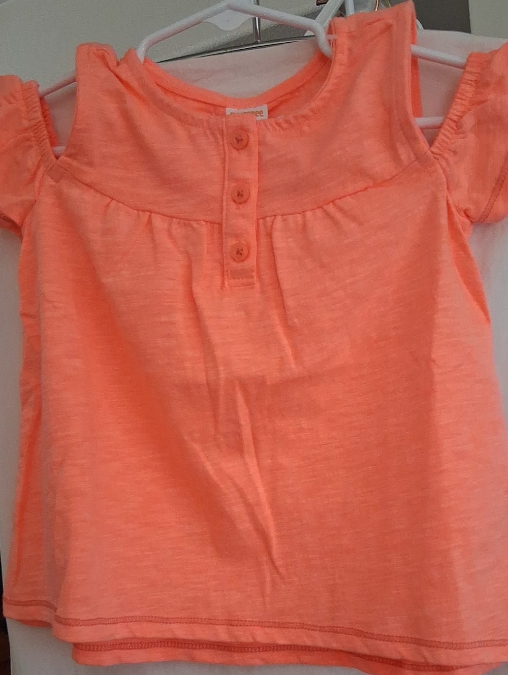 Gymboree Neon Coral Cold-Shoulder Tee